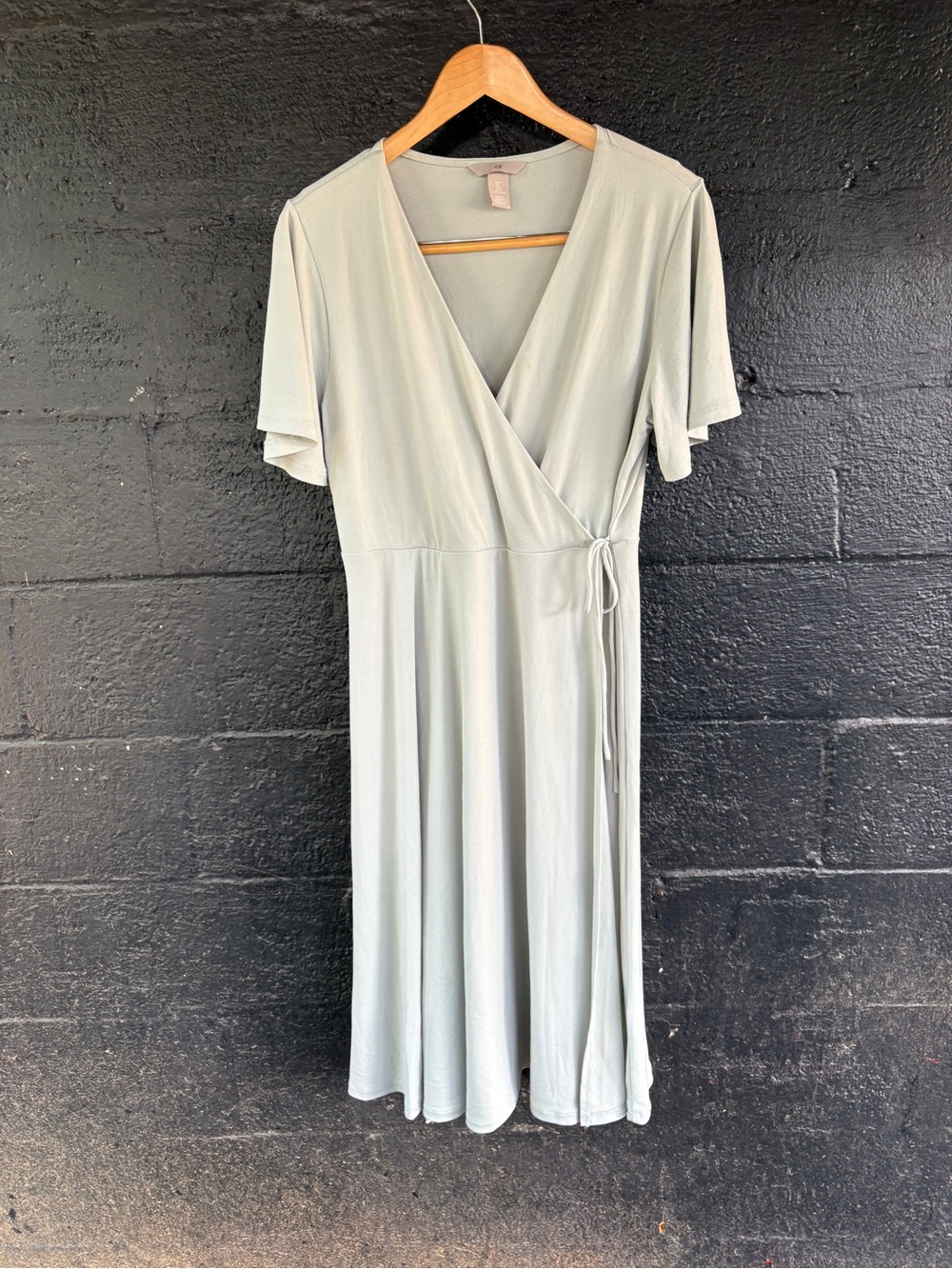 H&M Sage Green Wrap Midi Dress